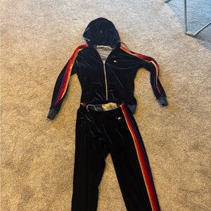 Aviator Nation Navy Track Suit with Red and Gold Stripes